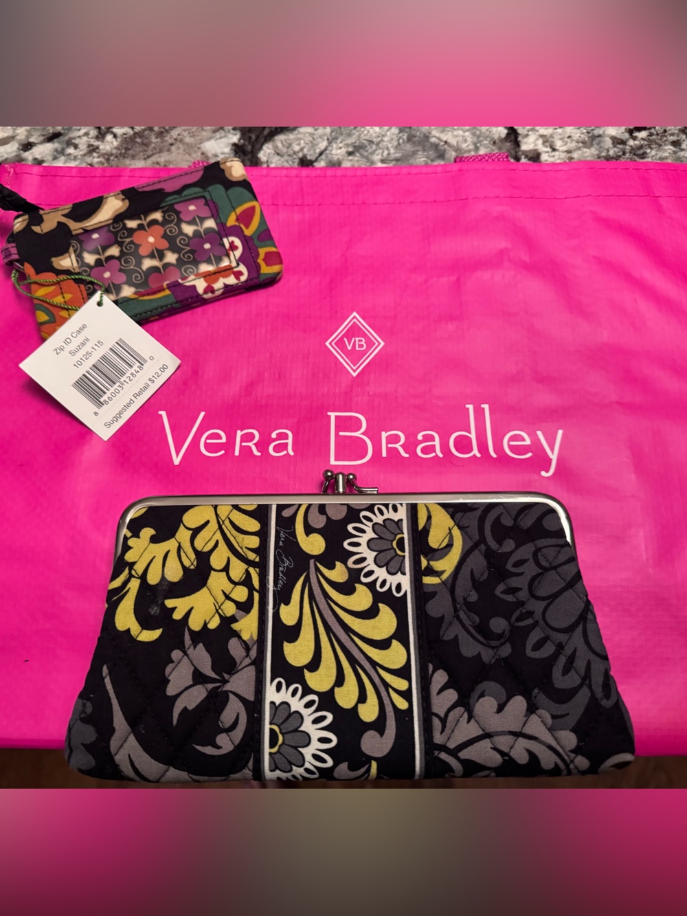 Vera Bradley Floral Zip Id Case and Snap Close Wallet